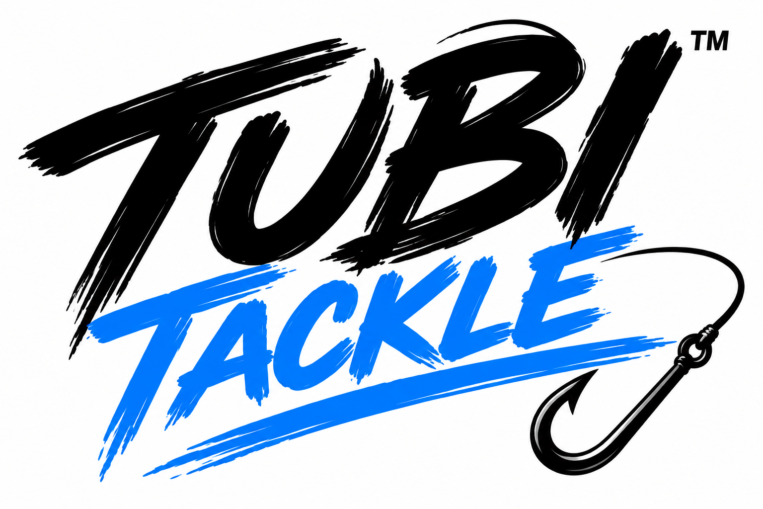 TUBI TACKLE brush-script logo with a fishing hook — the free TUBI sticker